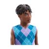 Picture of Mattel Barbie: Style - Ken Fashionistas Doll with Dark Skin, Lavendar Shorts with Turquoise & Lavender Argyle Shirt #253 (JJN67)