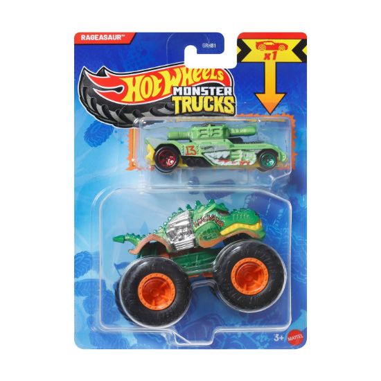Picture of Mattel Hot Wheels Monster Trucks: Rageasaur With Small Car – Die-Cast & Truck Vehicle (JJT55)