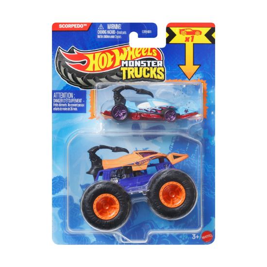 Picture of Mattel Hot Wheels Monster Trucks: Scorpedo With Small Car – Die-Cast & Truck Vehicle (JJT61)