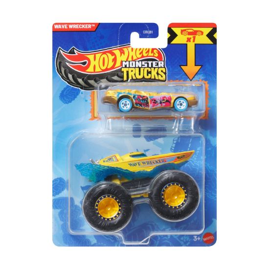Picture of Mattel Hot Wheels Monster Trucks: Wave Wrecker With Small Car – Die-Cast & Truck Vehicle (JJT62)