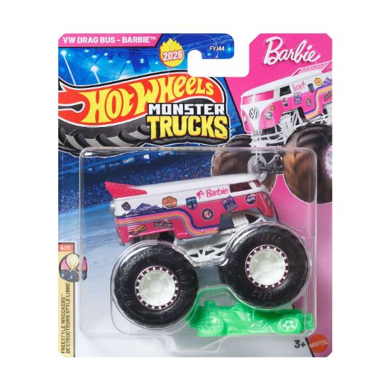 Picture of Mattel Hot Wheels Monster Trucks: VW Drag Bus-Barbie - Freestyle Wreckers Die-Cast Vehicle (JHY73)