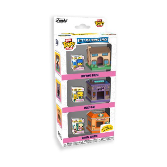 Picture of Funko Bitty Pop! 3-Pack Towns: The Simpsons - Simpsons House, Moe's Bar, Krusty Burger Vinyl Figures