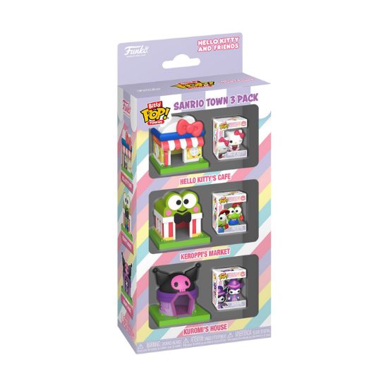 Picture of Funko Bitty Pop! 3-Pack Towns: Hello Kitty and Friends - Hello Kitty's Café, Keroppi's Market, Kuromi's House Vinyl Figures