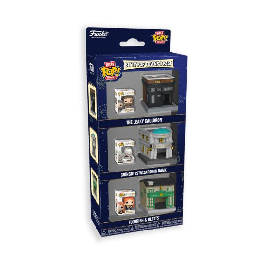 Picture of Funko Bitty Pop! 3-Pack Towns: Harry Potter - The Leaky Cauldron, Gringotts' Wizarding Bank, Flourish & Blotts Vinyl Figures